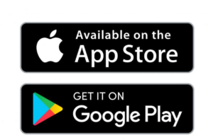 app developers Black and white icons promoting app availability. Top: White Apple logo with text "Available on the App Store." Bottom: Google Play logo with text "Get it on Google Play." Publish your app easily and get it in front of millions. tiny screen labs